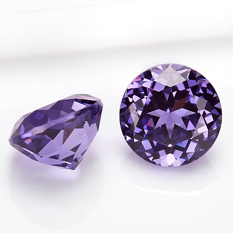 Purple Round-Cut Loose Lab-Grown Diamond