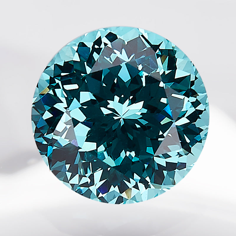 Teal Round-Cut Loose Lab-Grown Diamond